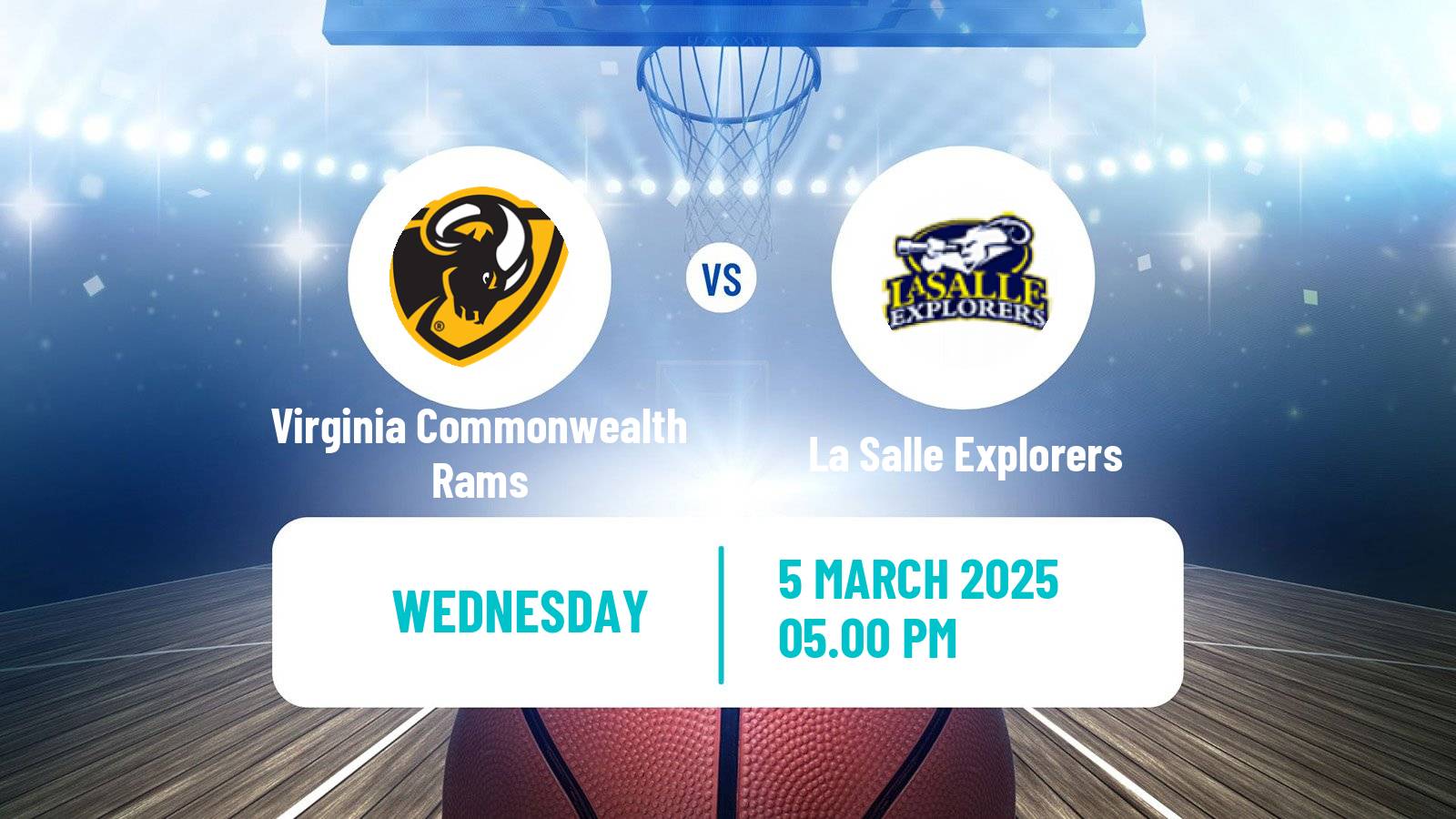 Basketball NCAA College Basketball Women Virginia Commonwealth Rams - La Salle Explorers