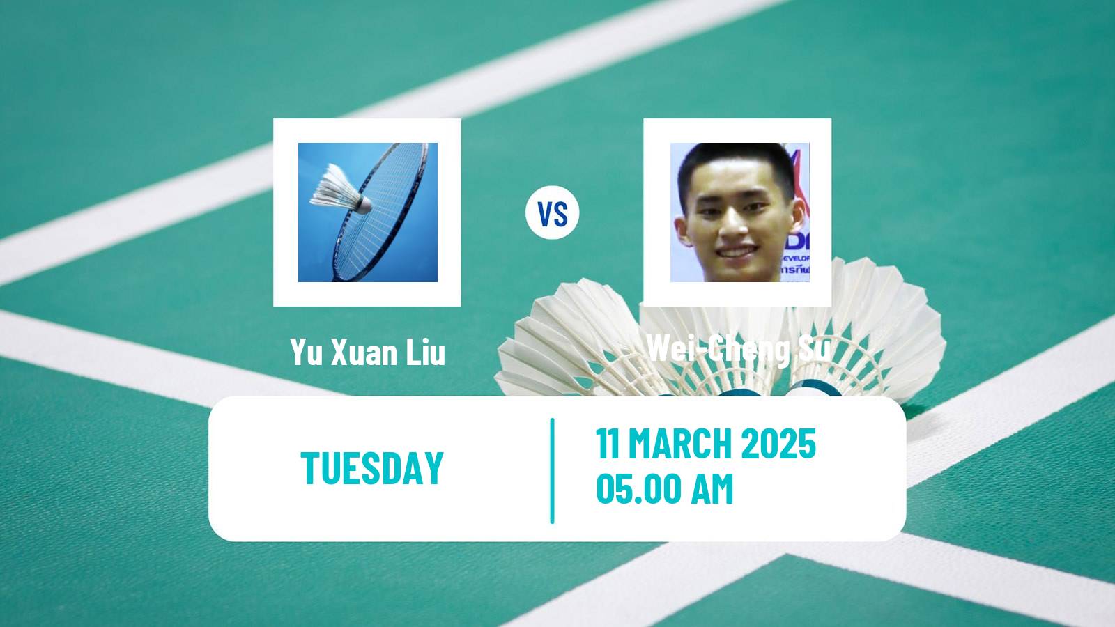Badminton BWF World Tour China Masters Men Yu Xuan Liu - Wei-Cheng Su