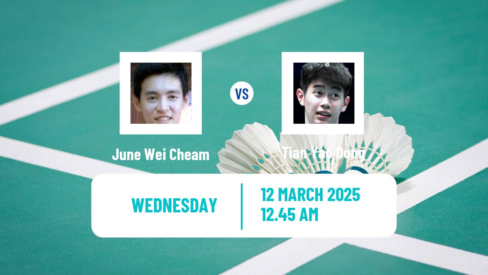 Badminton BWF World Tour China Masters Men June Wei Cheam - Tian Yao Dong