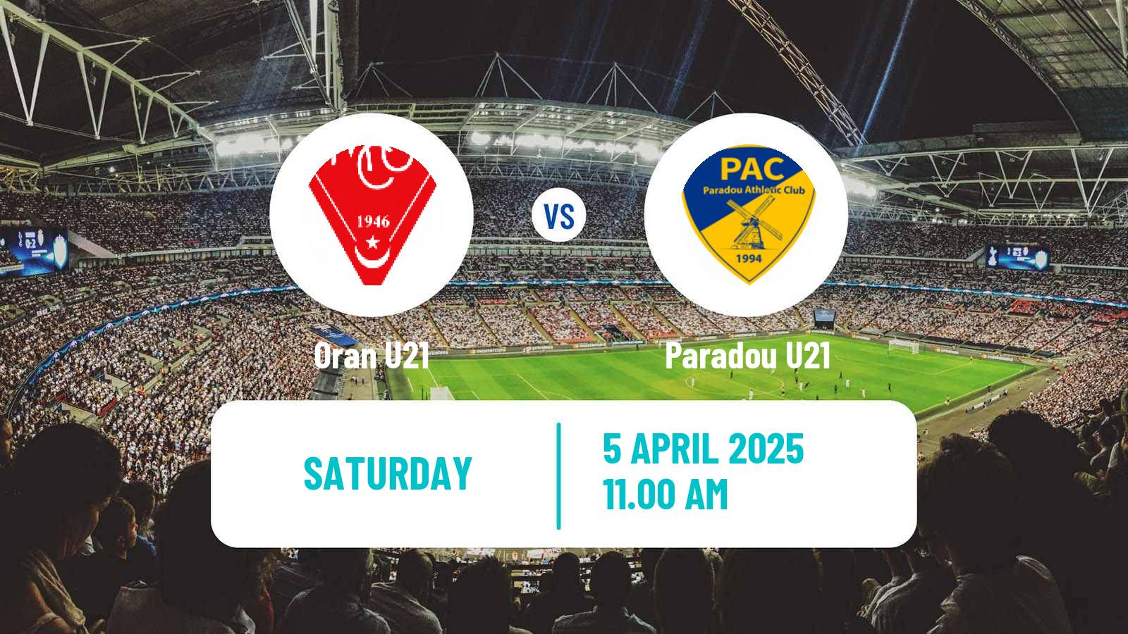 Soccer Algerian Ligue U21 Oran U21 - Paradou U21