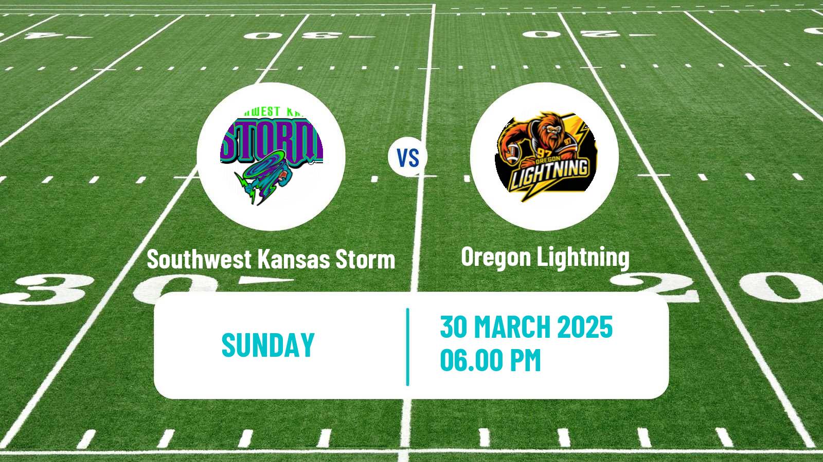 Arena football AF1 Southwest Kansas Storm - Oregon Lightning