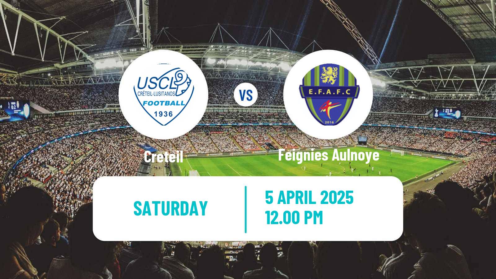 Soccer French National 2 - Group C Creteil - Feignies Aulnoye