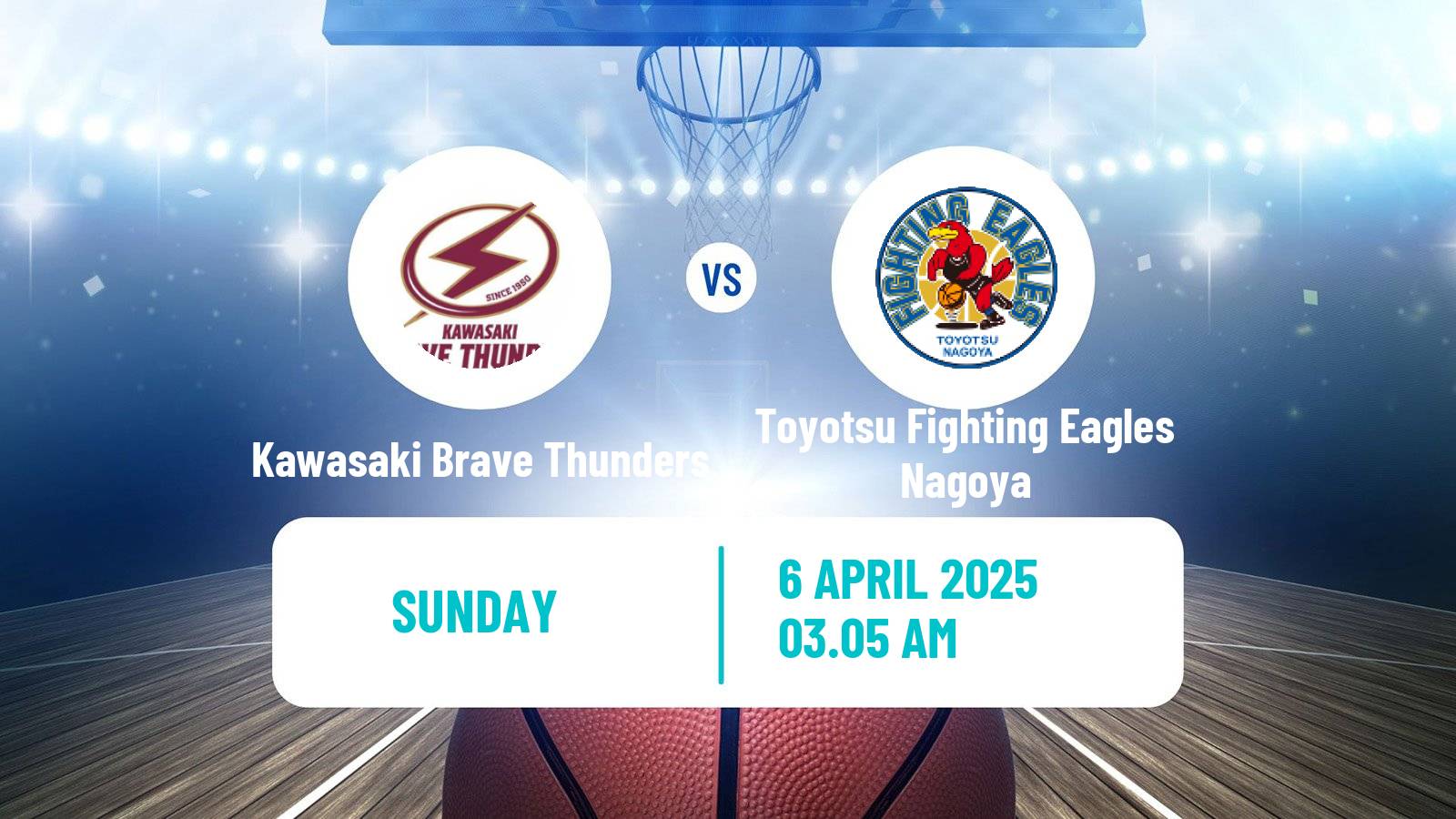 Basketball BJ League Kawasaki Brave Thunders - Toyotsu Fighting Eagles Nagoya