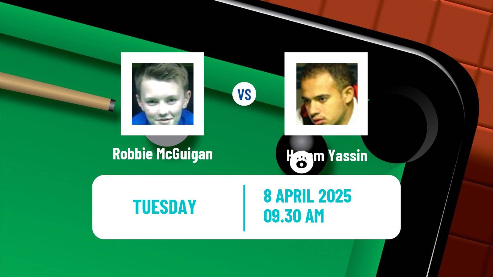 Snooker World Championship Robbie McGuigan - Hatem Yassin