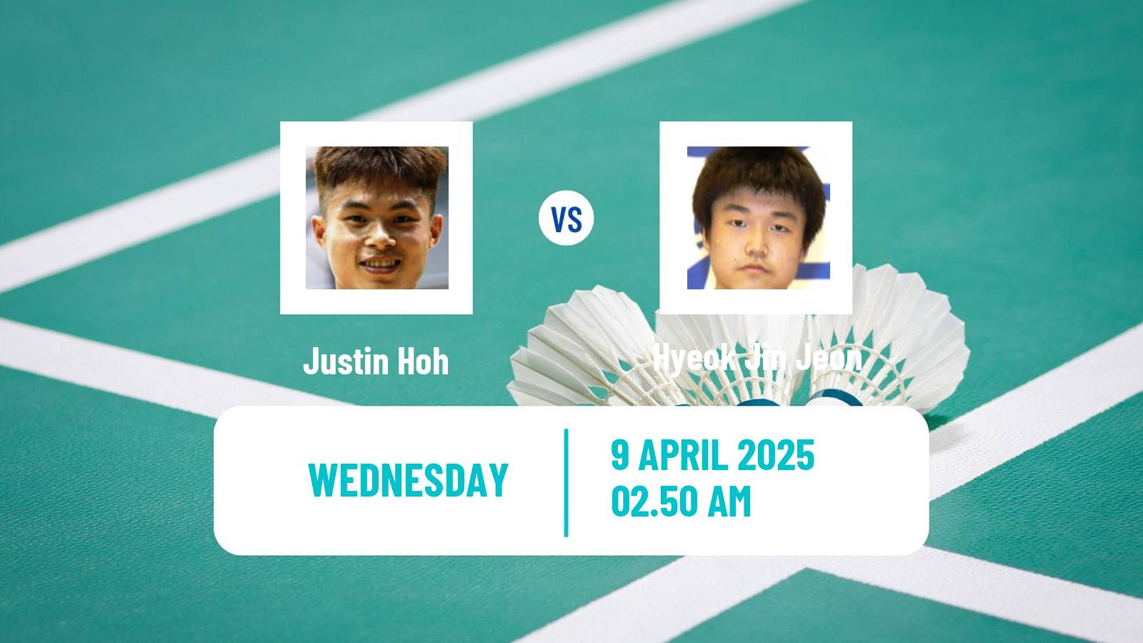 Badminton BWF Asia Championships Men Justin Hoh - Hyeok Jin Jeon