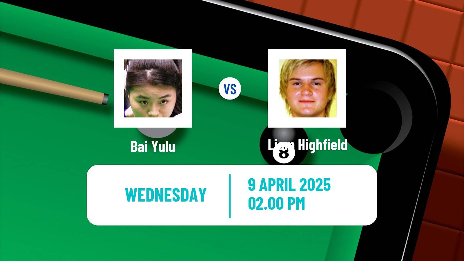 Snooker World Championship Bai Yulu - Liam Highfield