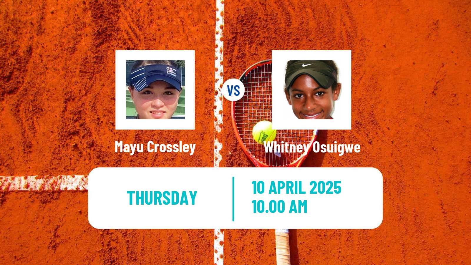 Tennis ITF W35 Boca Raton Fl Women Mayu Crossley - Whitney Osuigwe