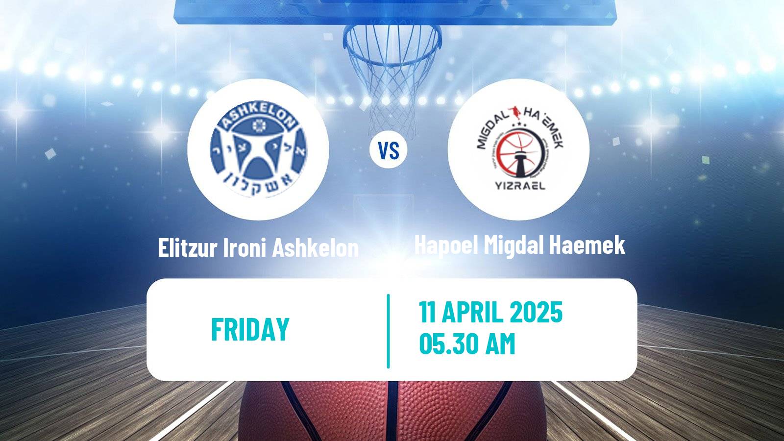 Basketball Israeli Liga Leumit Basketball Elitzur Ironi Ashkelon - Hapoel Migdal Haemek
