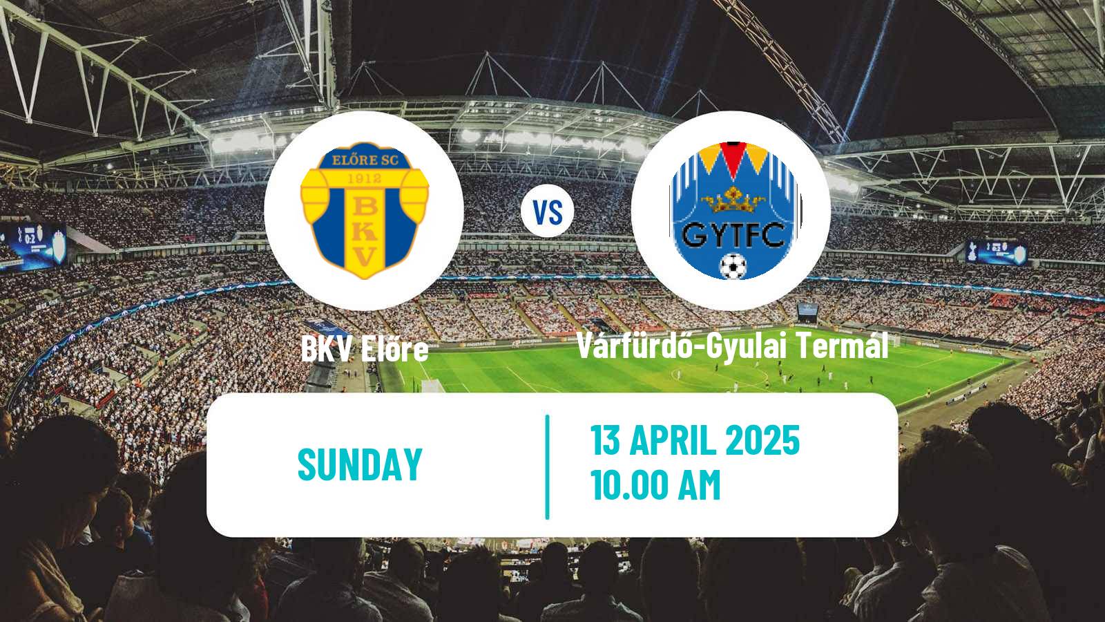 Soccer Hungarian NB III Southeast BKV Előre - Várfürdő-Gyulai Termál