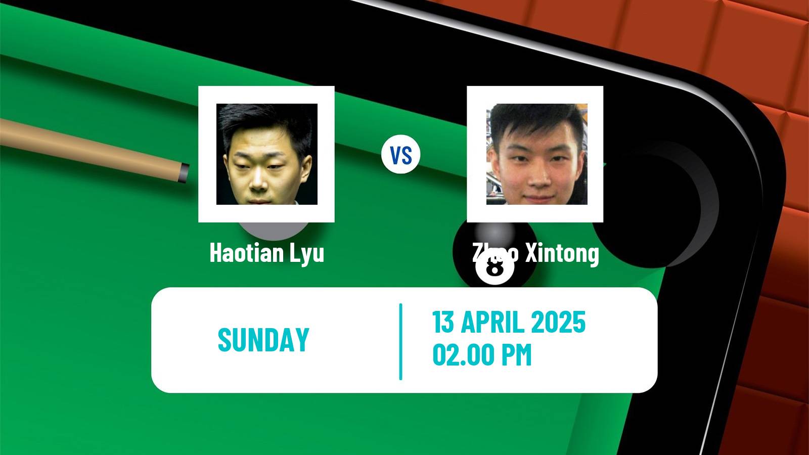 Snooker World Championship Haotian Lyu - Zhao Xintong