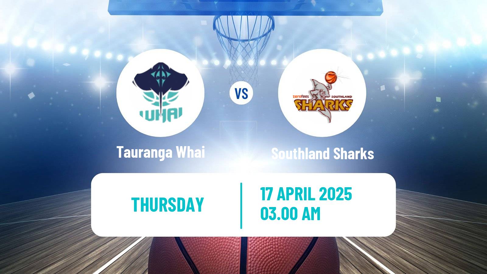 Basketball New Zealand NBL Tauranga Whai - Southland Sharks