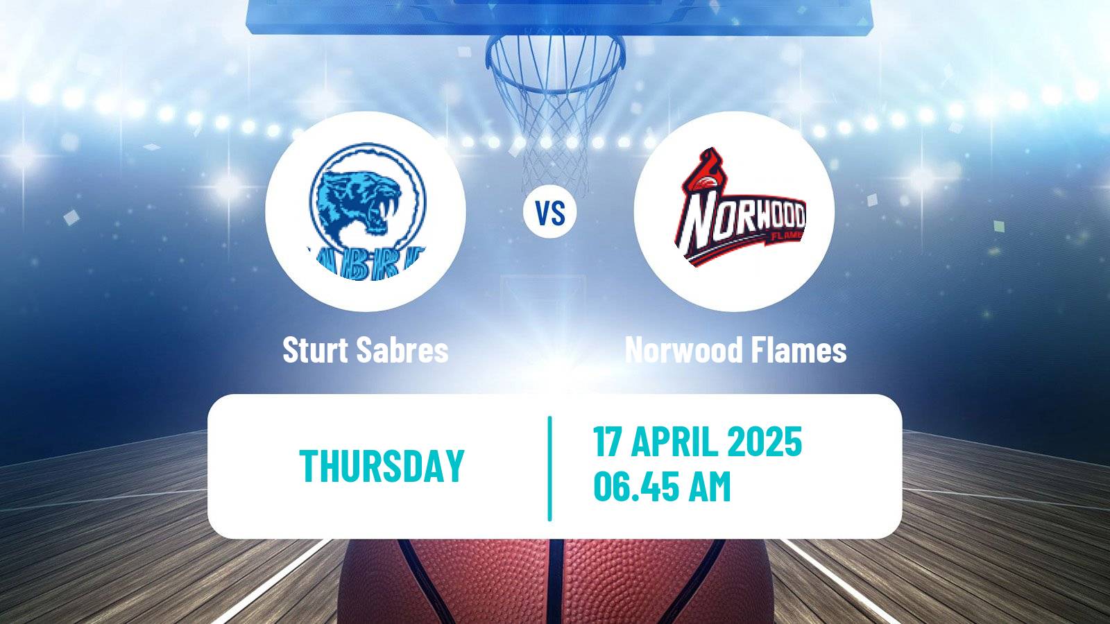 Basketball Australian NBL1 Central Sturt Sabres - Norwood Flames