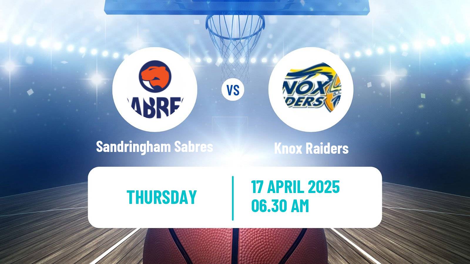 Basketball Australian NBL1 South Sandringham Sabres - Knox Raiders