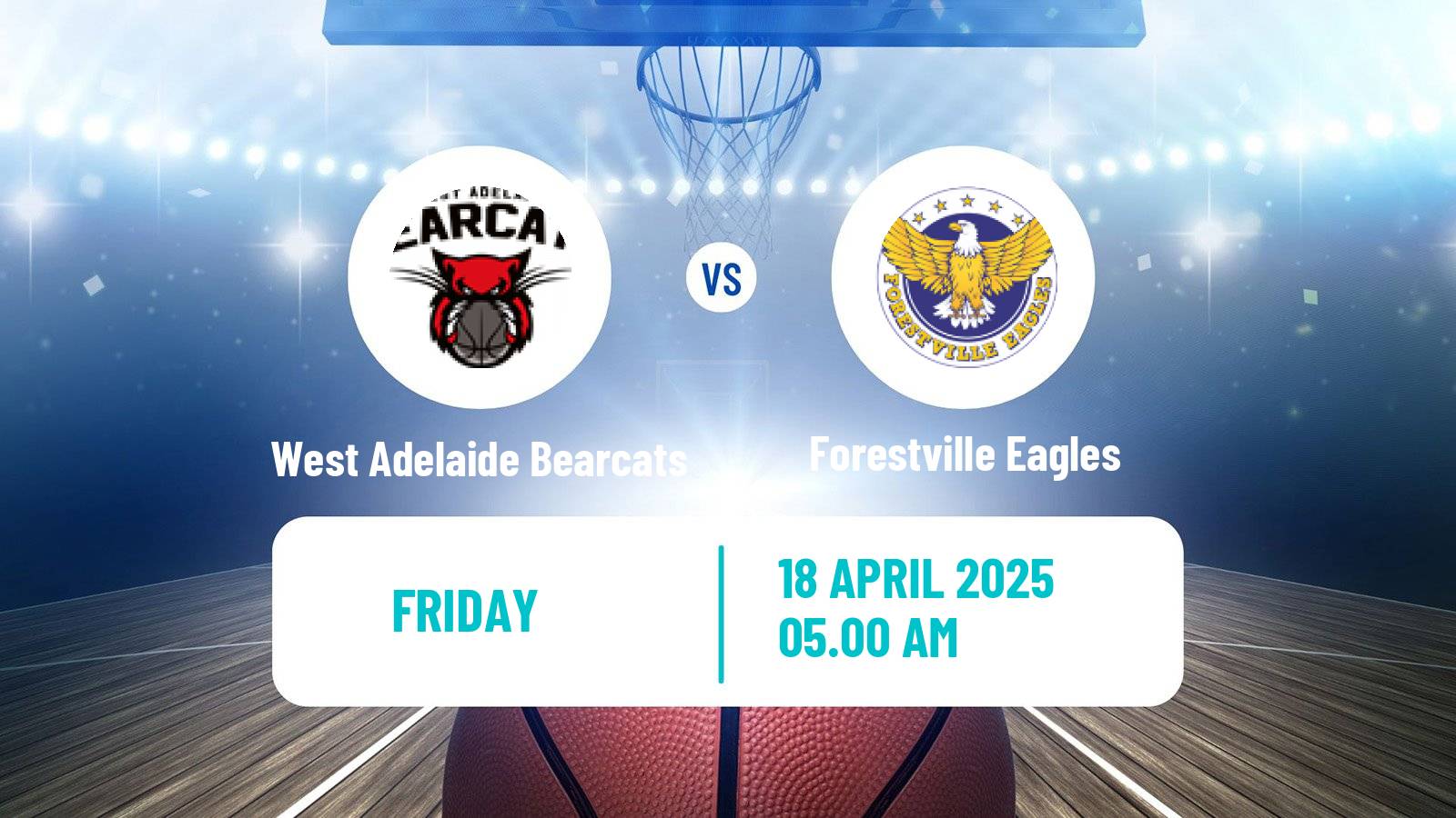 Basketball Australian NBL1 Central West Adelaide Bearcats - Forestville Eagles