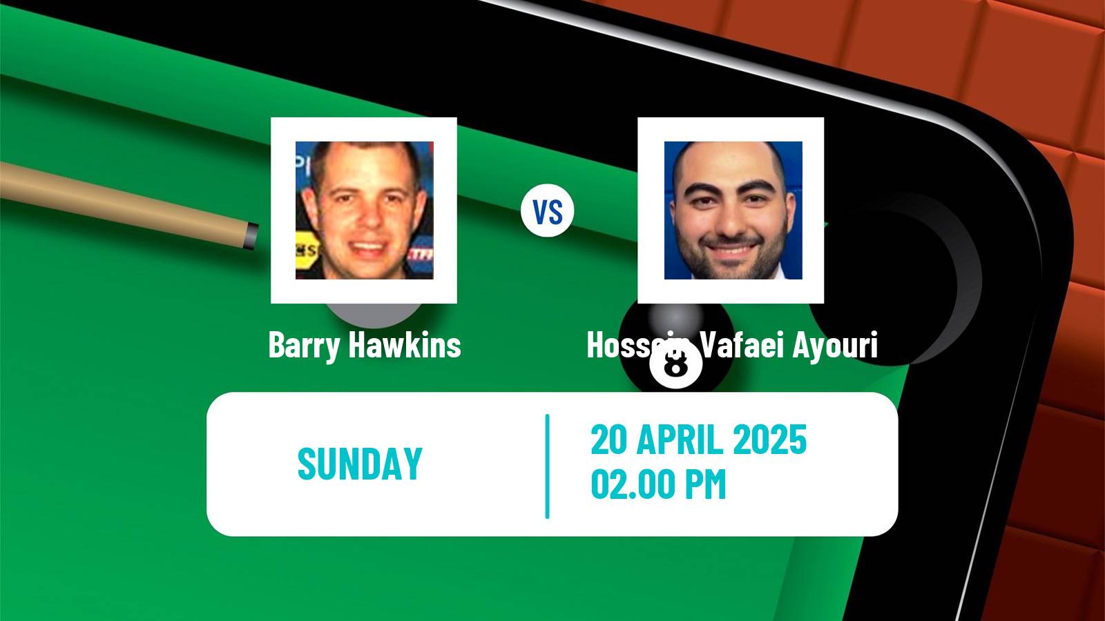 Snooker World Championship Barry Hawkins - Hossein Vafaei Ayouri