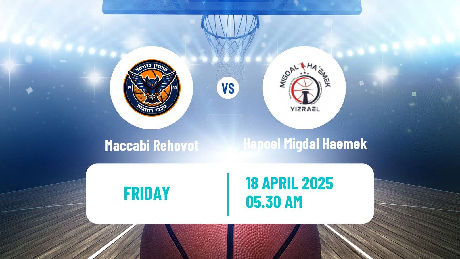 Basketball Israeli Liga Leumit Basketball Maccabi Rehovot - Hapoel Migdal Haemek