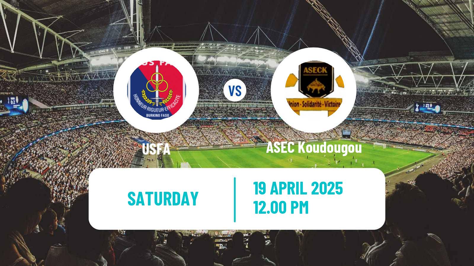 Soccer Burkina Faso Premier League USFA - ASEC Koudougou