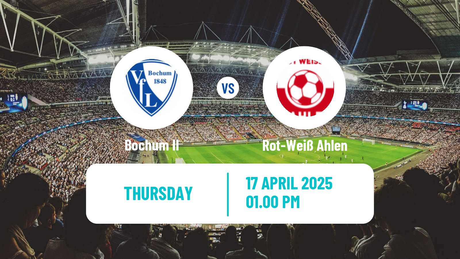 Soccer German Oberliga Westfalen Bochum II - Rot-Weiß Ahlen