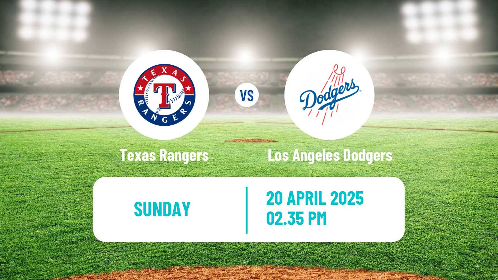 Baseball MLB Texas Rangers - Los Angeles Dodgers