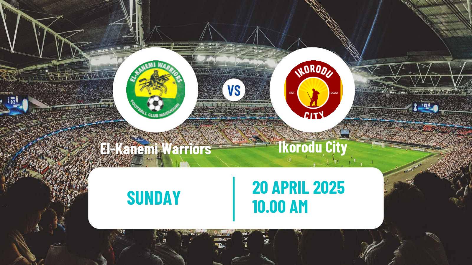 Soccer Nigerian Premier League El-Kanemi Warriors - Ikorodu City