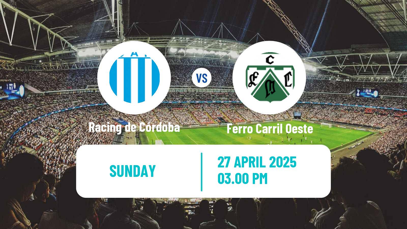 Soccer Argentinian Primera Nacional Racing de Córdoba - Ferro Carril Oeste