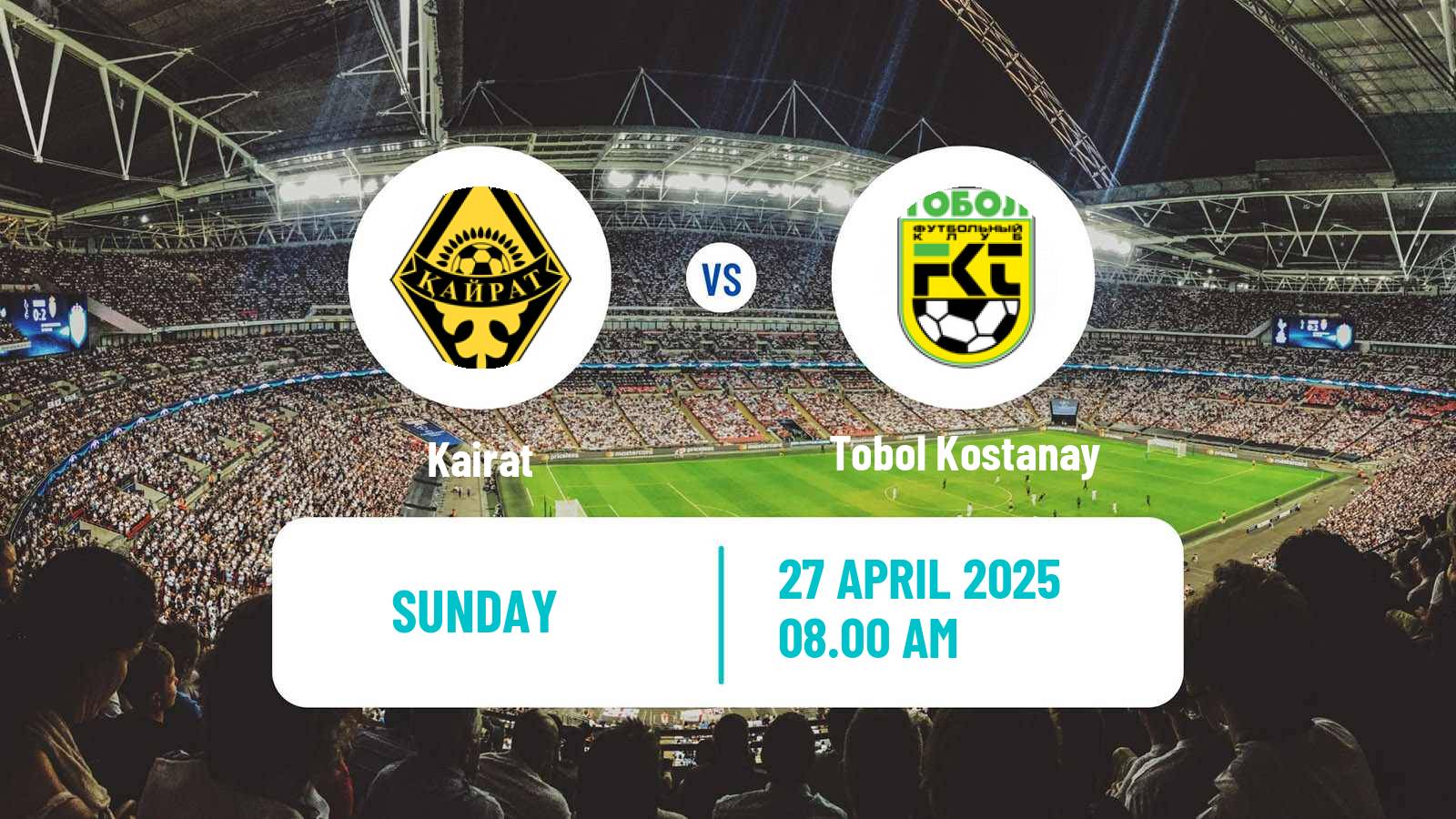 Soccer Kazakh Premier League Kairat - Tobol Kostanay
