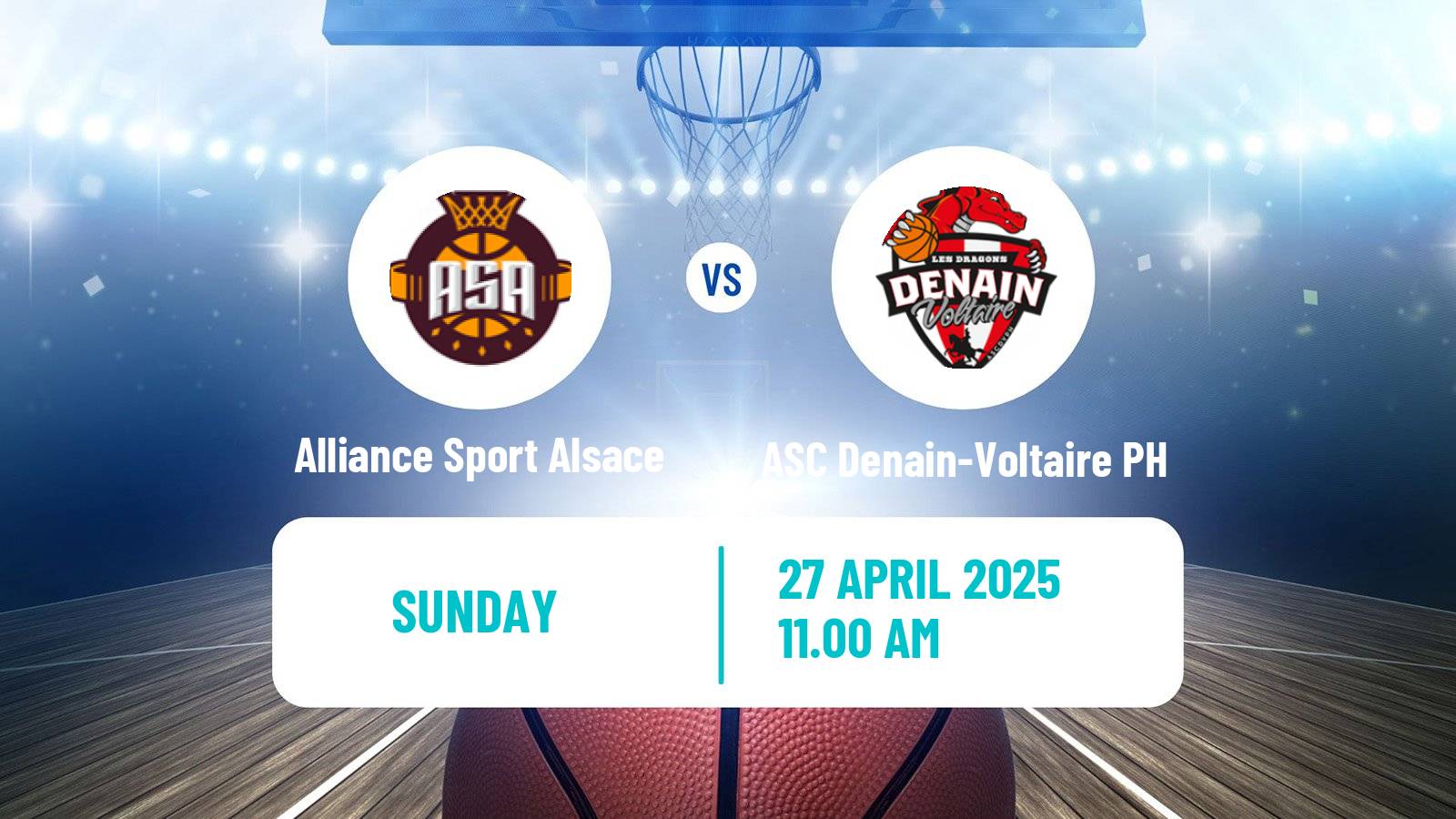 Basketball French LNB Pro B Alliance Sport Alsace - ASC Denain-Voltaire PH