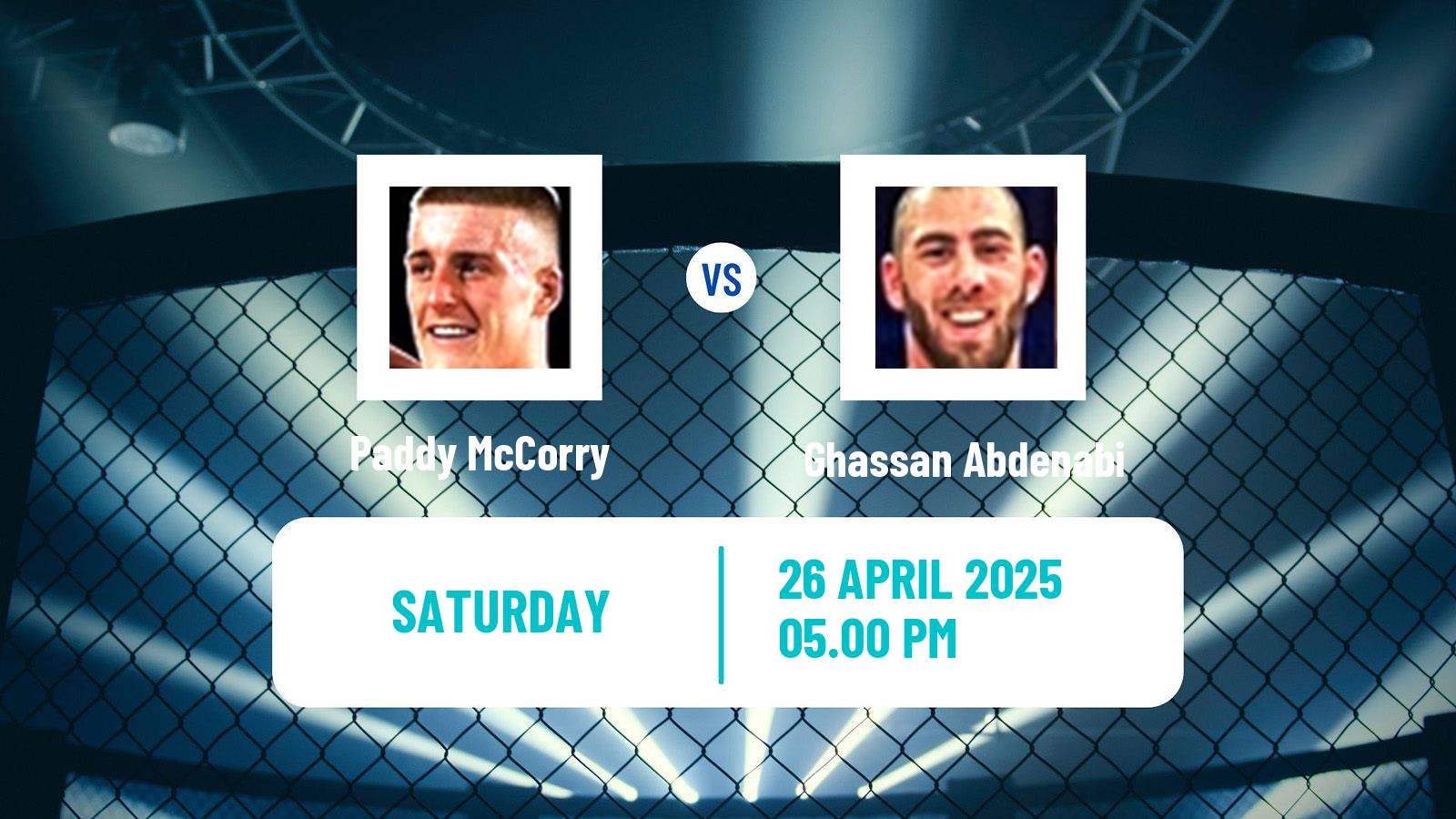 MMA Middleweight Cage Warriors Men Paddy McCorry - Ghassan Abdenabi