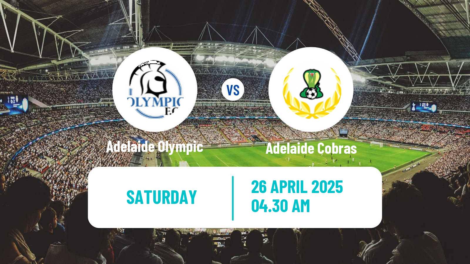 Soccer Australian SA State League Adelaide Olympic - Adelaide Cobras