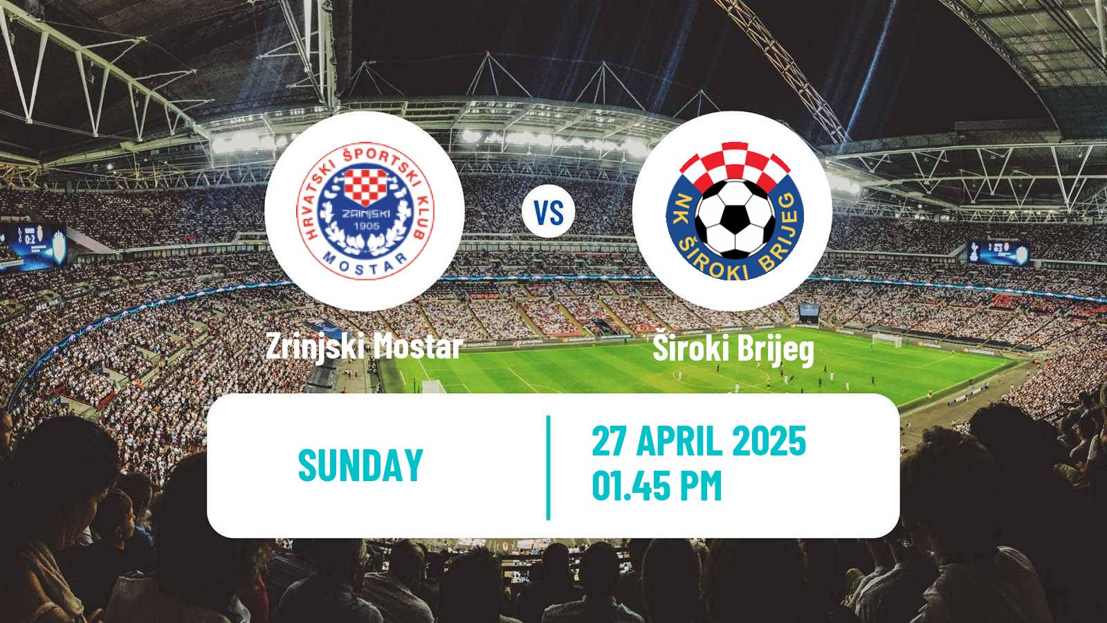 Soccer Bosnian Premier League Zrinjski Mostar - Široki Brijeg