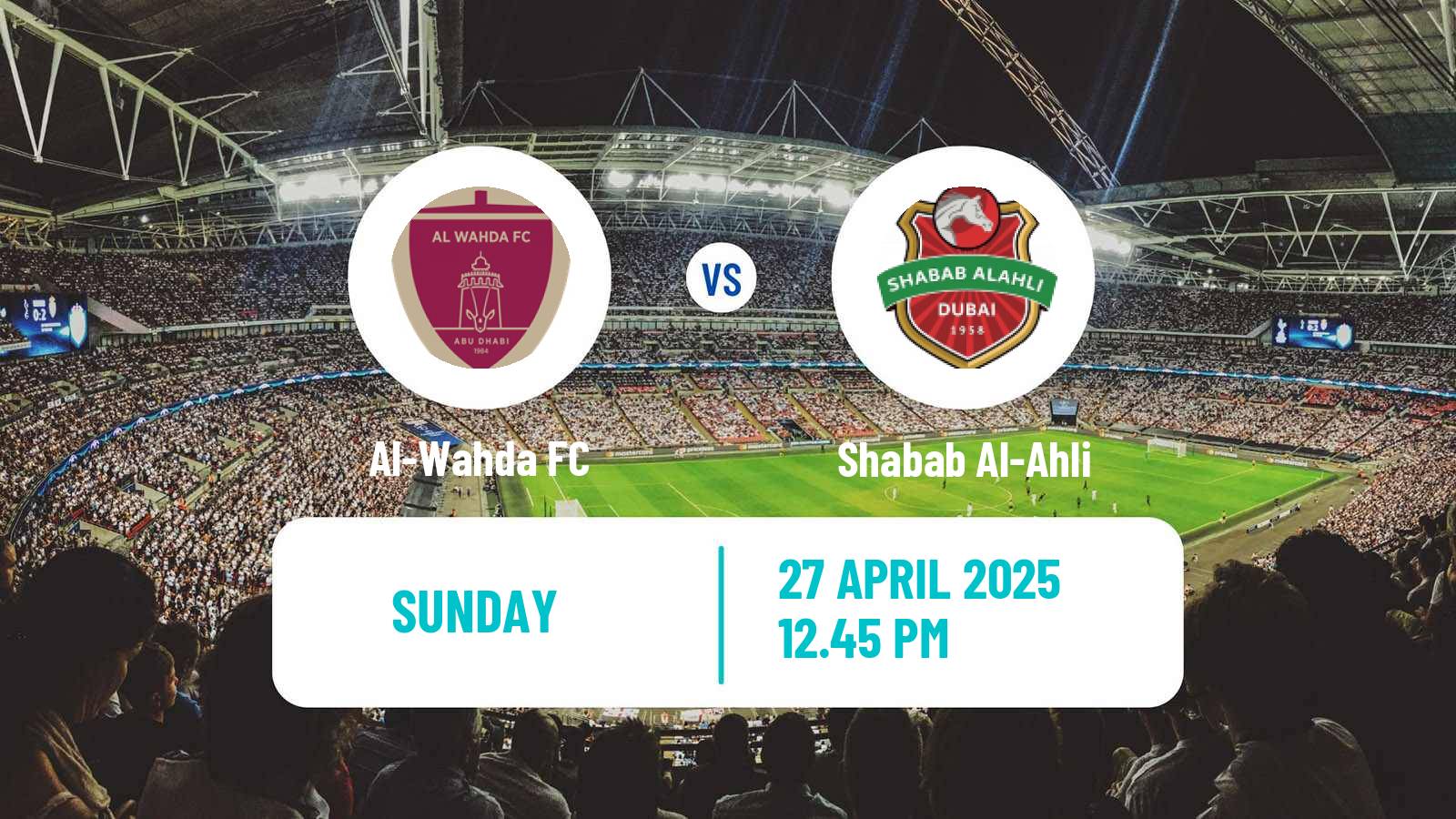 Soccer UAE Football League Al-Wahda - Shabab Al-Ahli