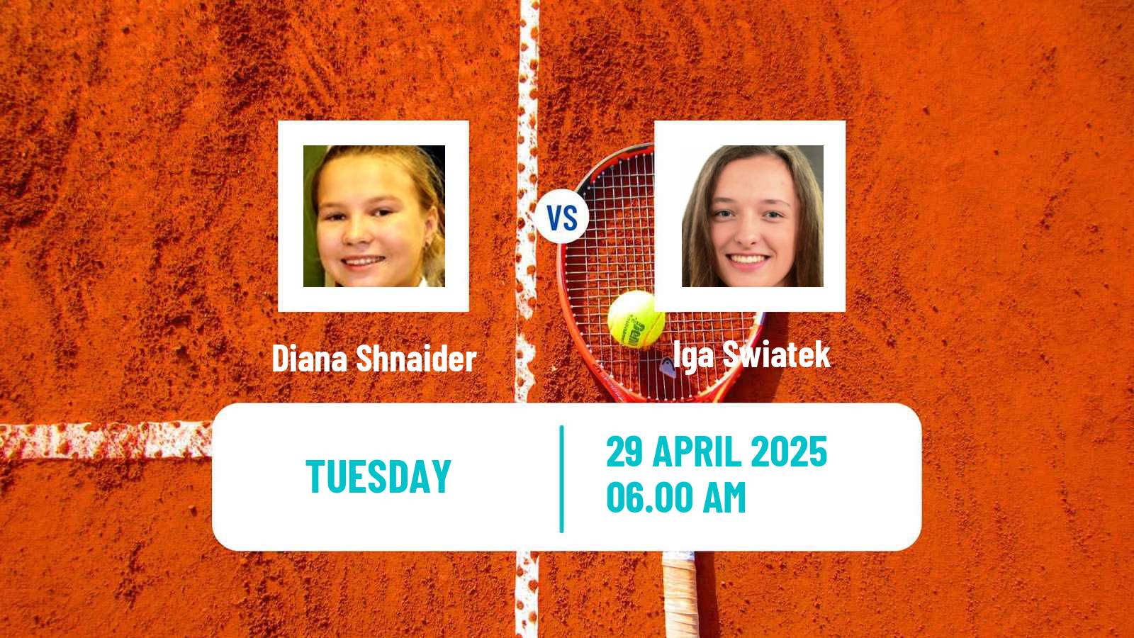 Tennis WTA Madrid Diana Shnaider - Iga Swiatek