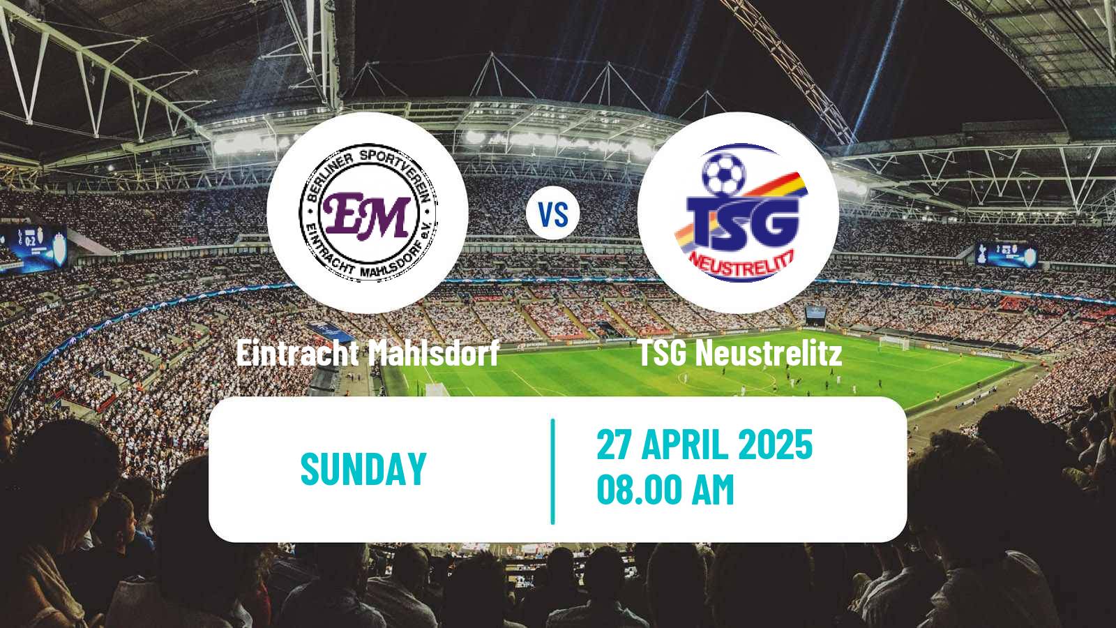 Soccer German Oberliga NOFV-Nord Eintracht Mahlsdorf - TSG Neustrelitz