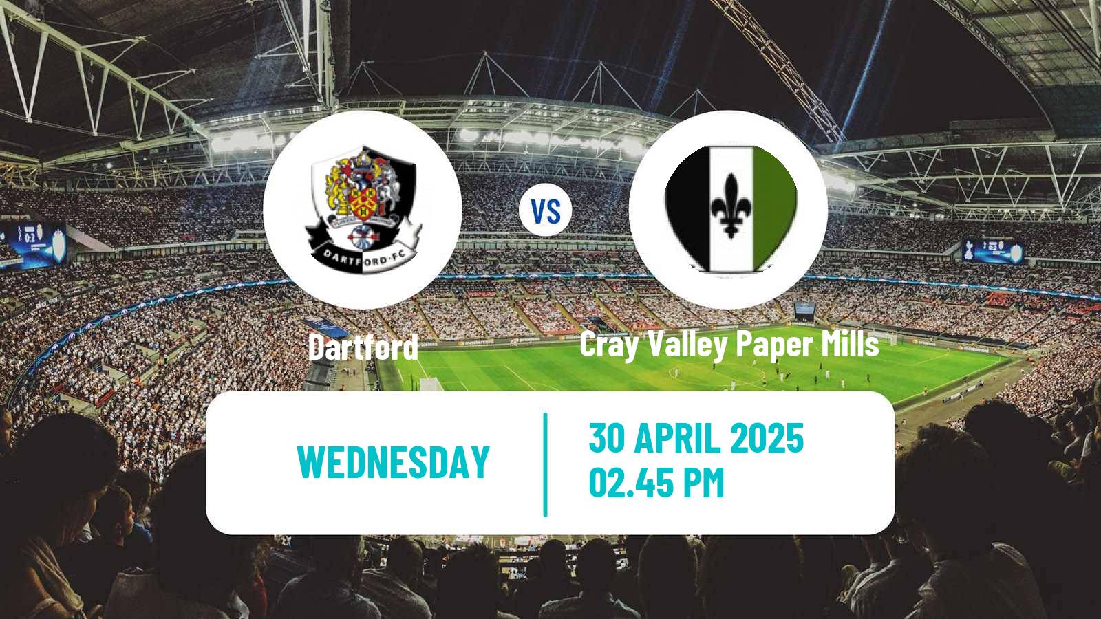 Soccer English Isthmian League Premier Division Dartford - Cray Valley Paper Mills