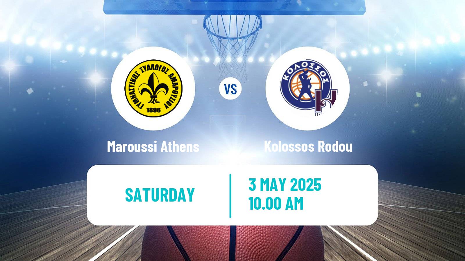 Basketball Greek Basket League A1 Maroussi Athens - Kolossos Rodou