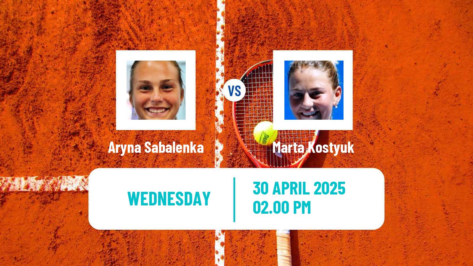 Tennis WTA Madrid Aryna Sabalenka - Marta Kostyuk