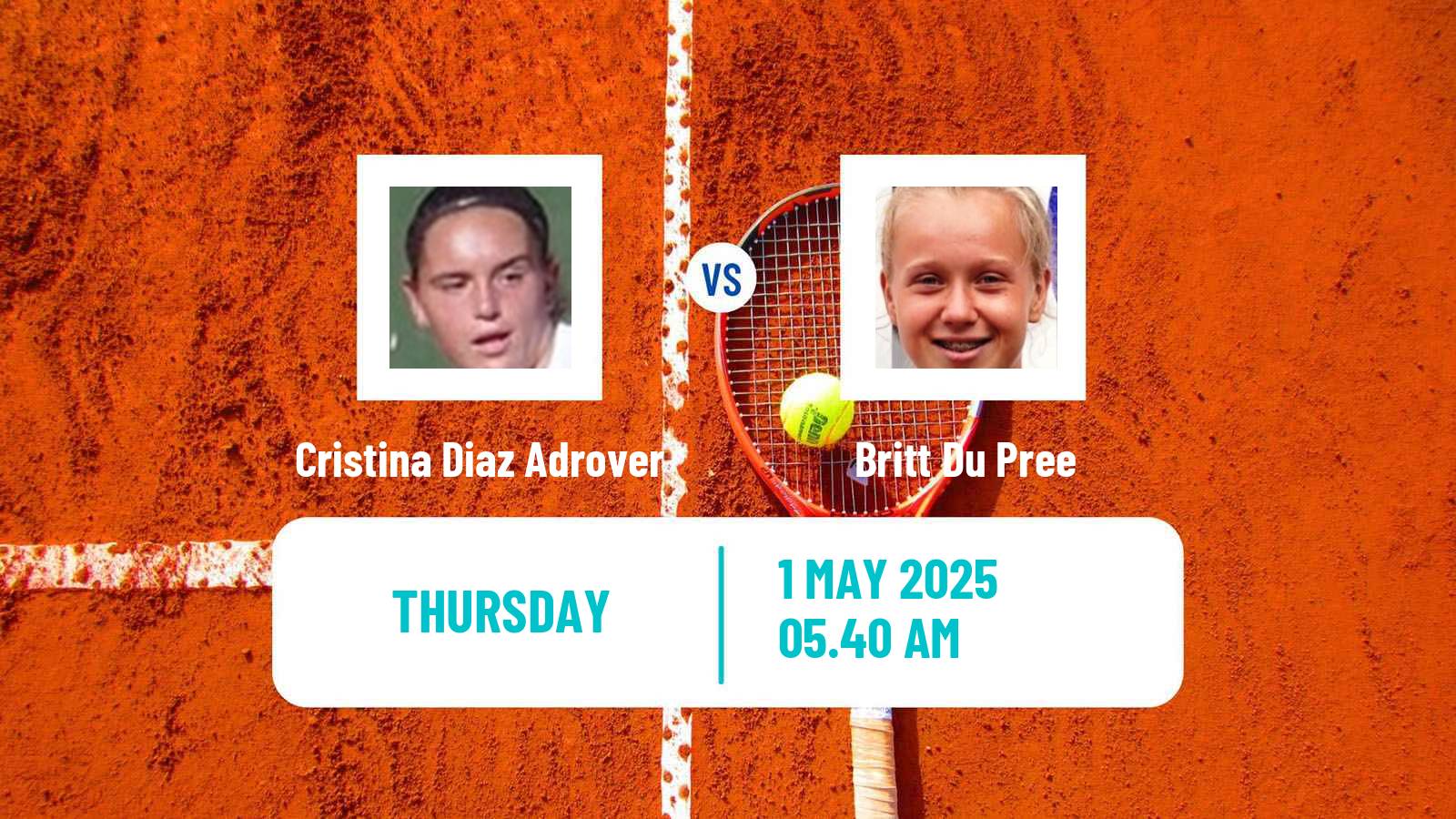 Tennis ITF W15 Oegstgeest Women Cristina Diaz Adrover - Britt Du Pree
