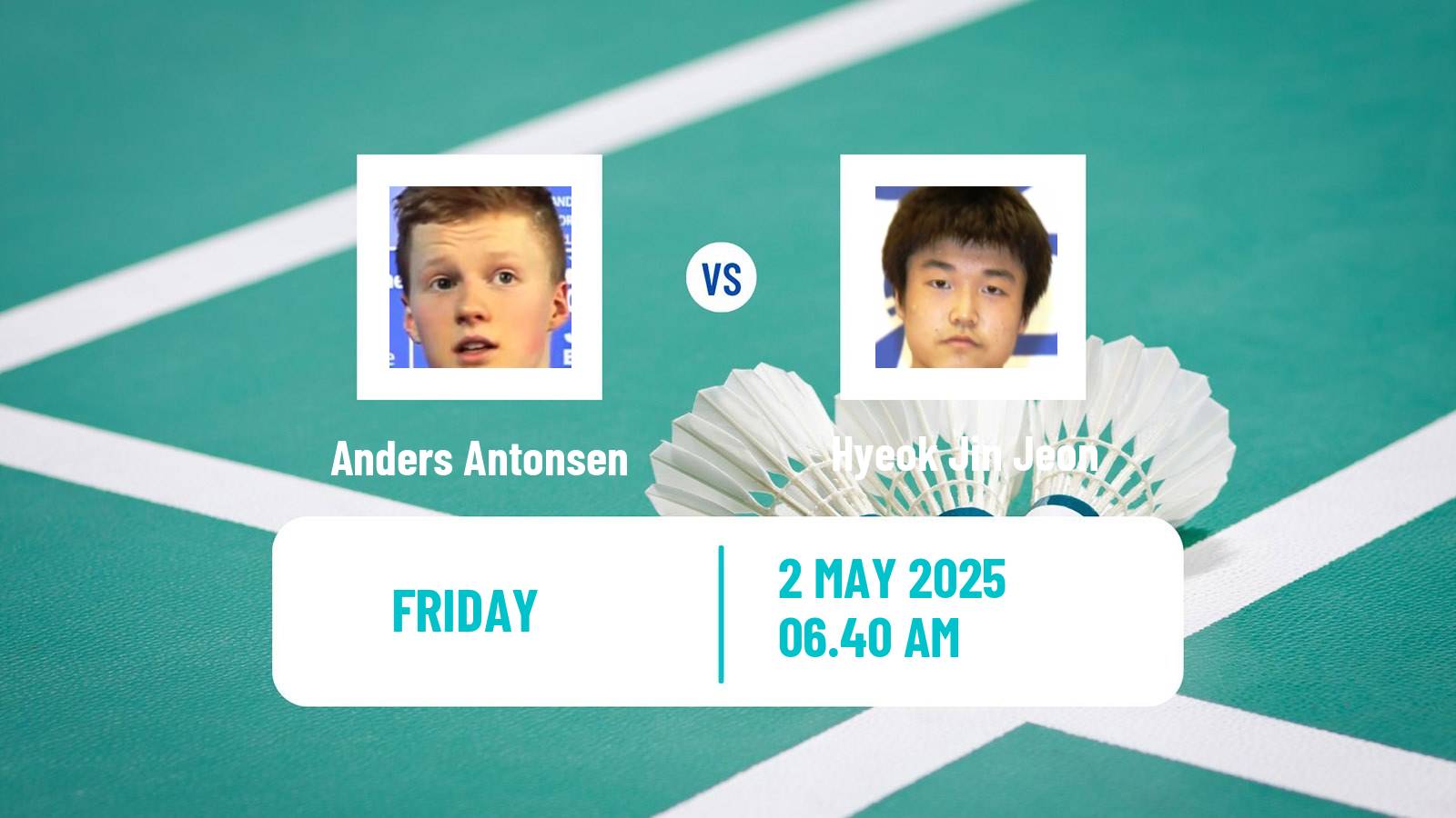 Badminton BWF Sudirman Cup Men Anders Antonsen - Hyeok Jin Jeon