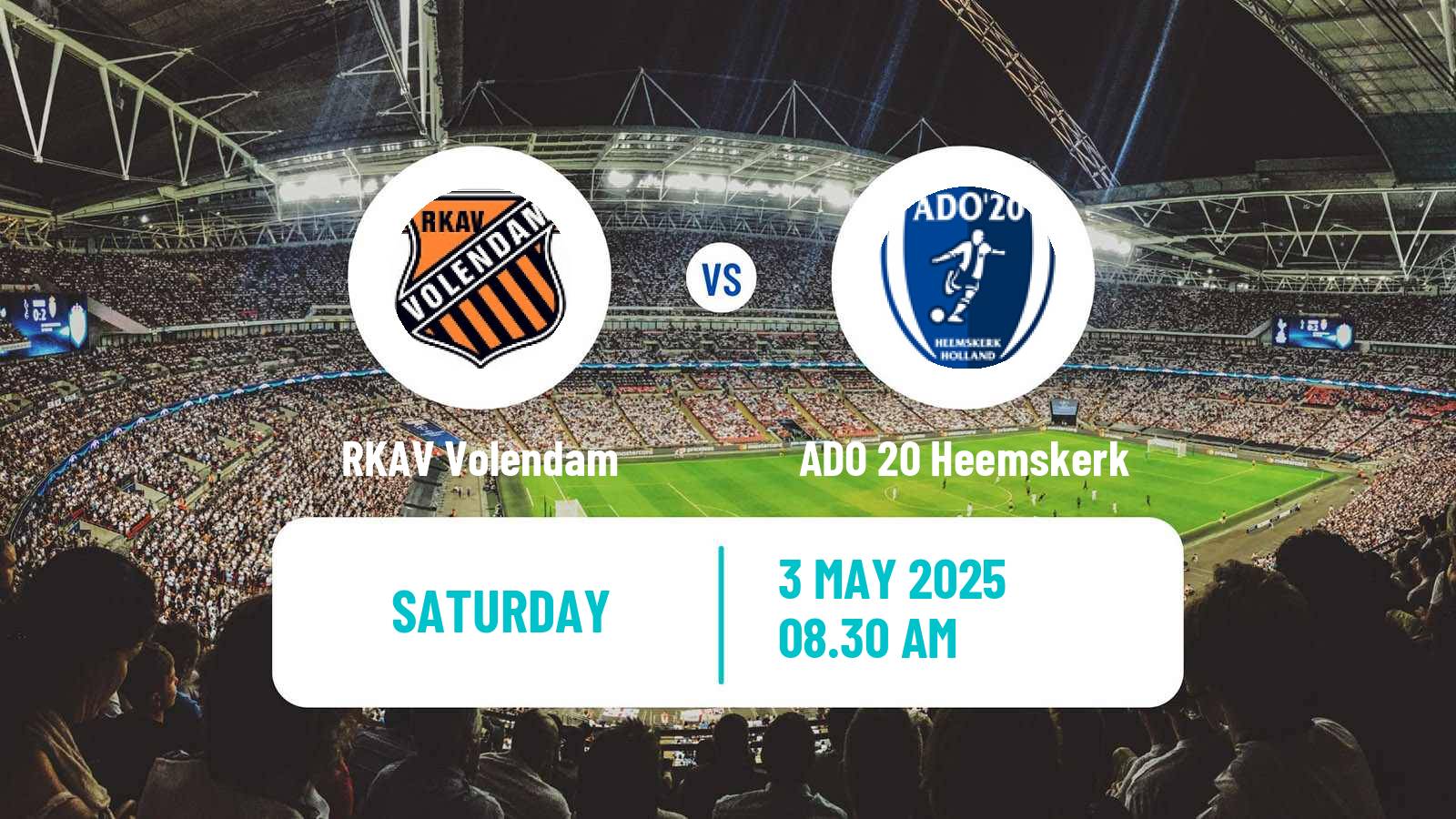 Soccer Dutch Tweede Divisie RKAV Volendam - ADO 20 Heemskerk