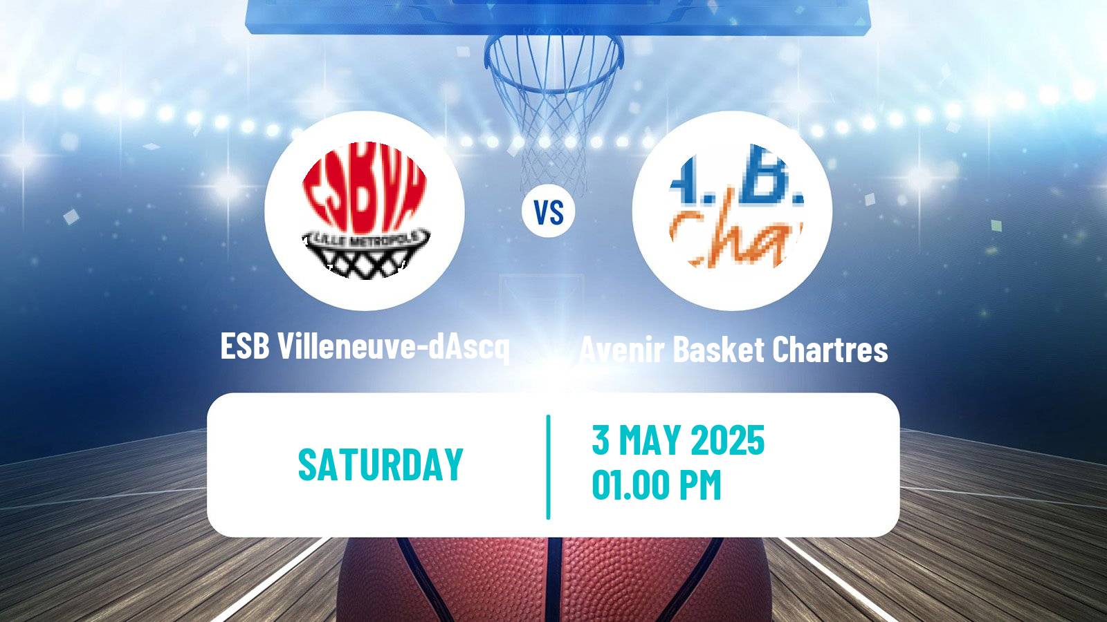 Basketball French LFB ESB Villeneuve-dAscq - Avenir Basket Chartres
