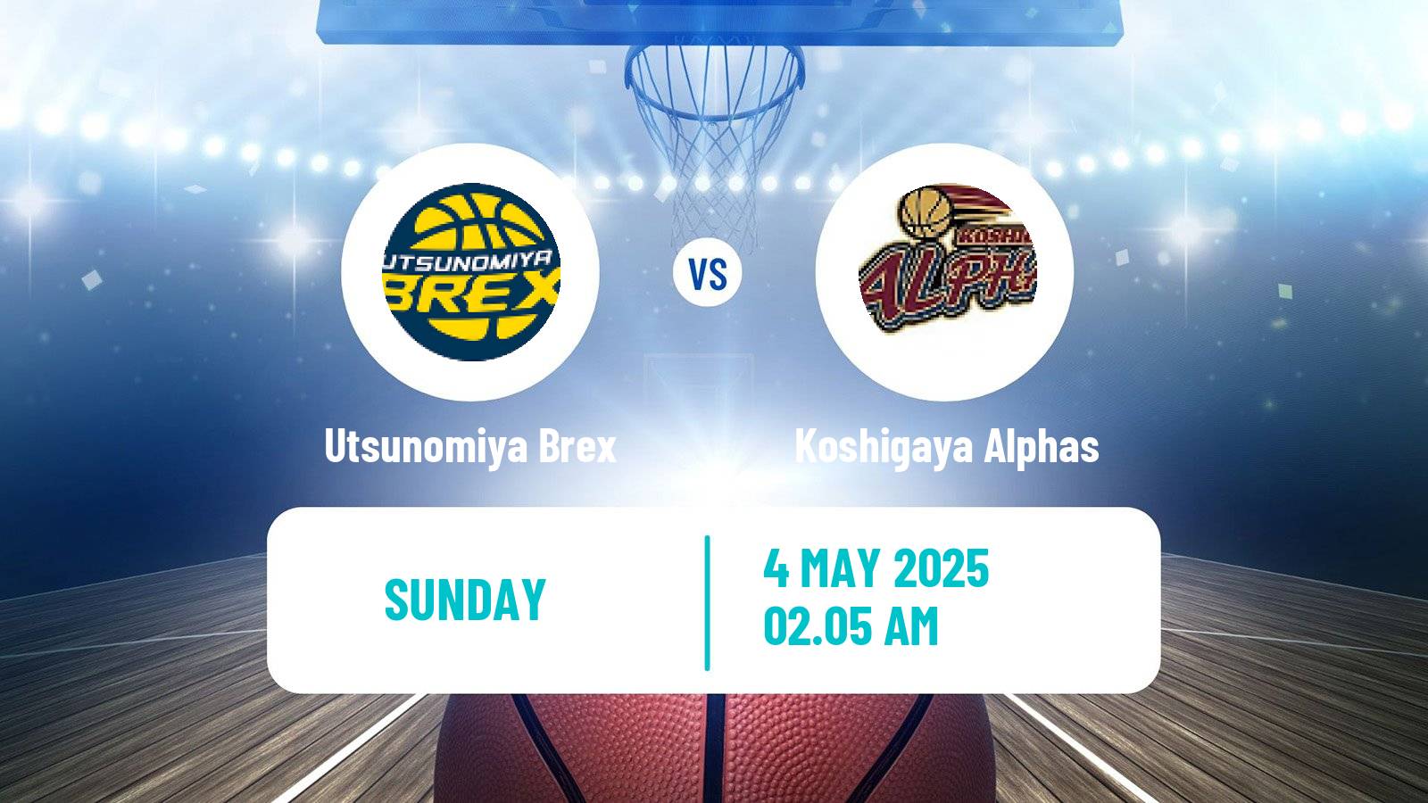 Basketball BJ League Utsunomiya Brex - Koshigaya Alphas