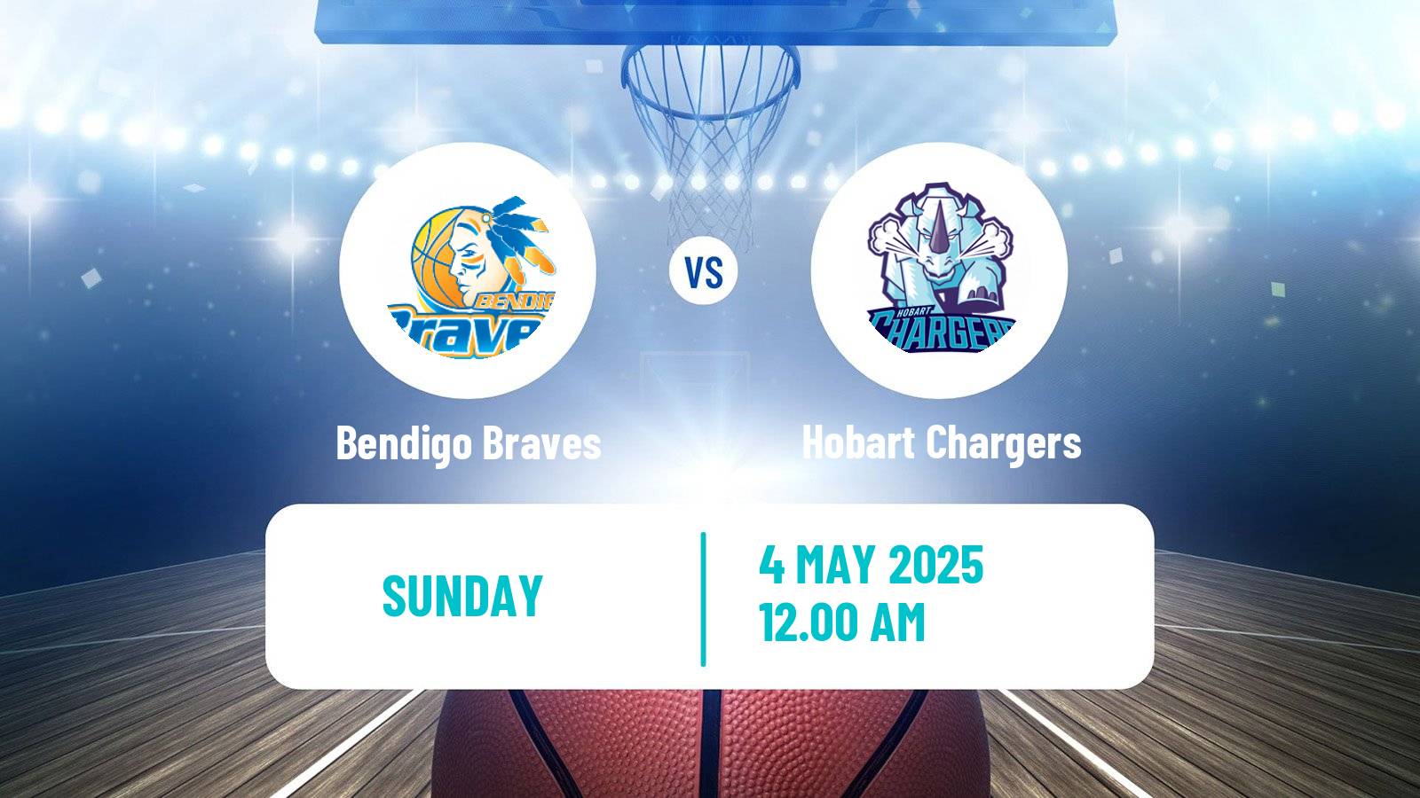 Basketball Australian NBL1 South Bendigo Braves - Hobart Chargers