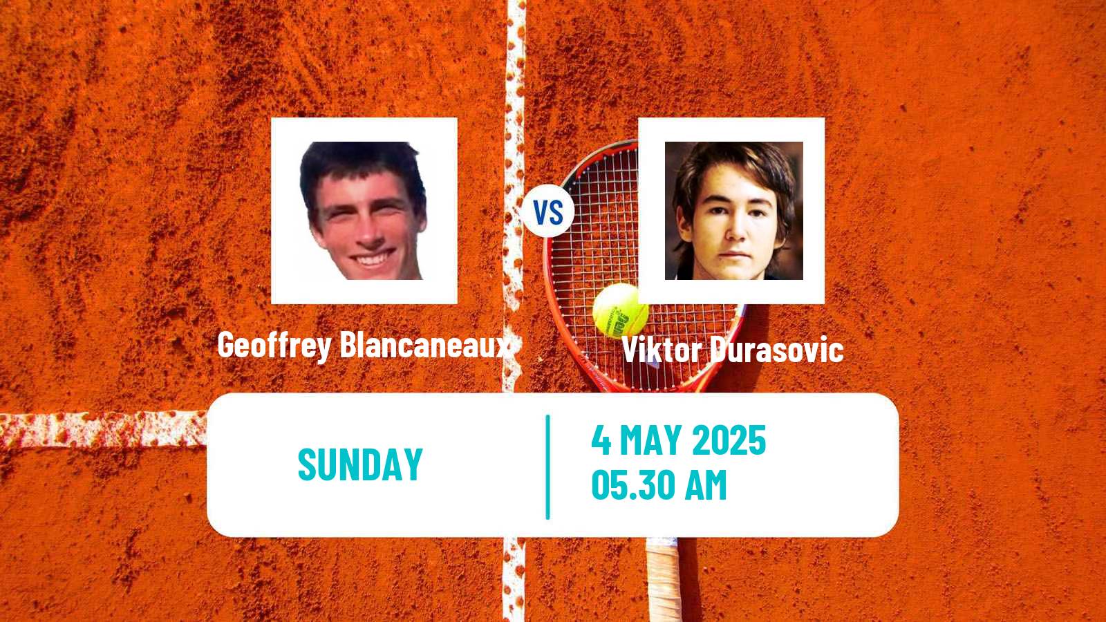 Tennis Prague Challenger Men Geoffrey Blancaneaux - Viktor Durasovic
