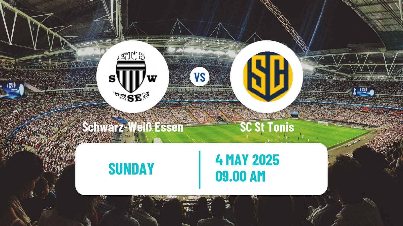 Soccer German Oberliga Niederrhein Schwarz-Weiß Essen - St Tonis