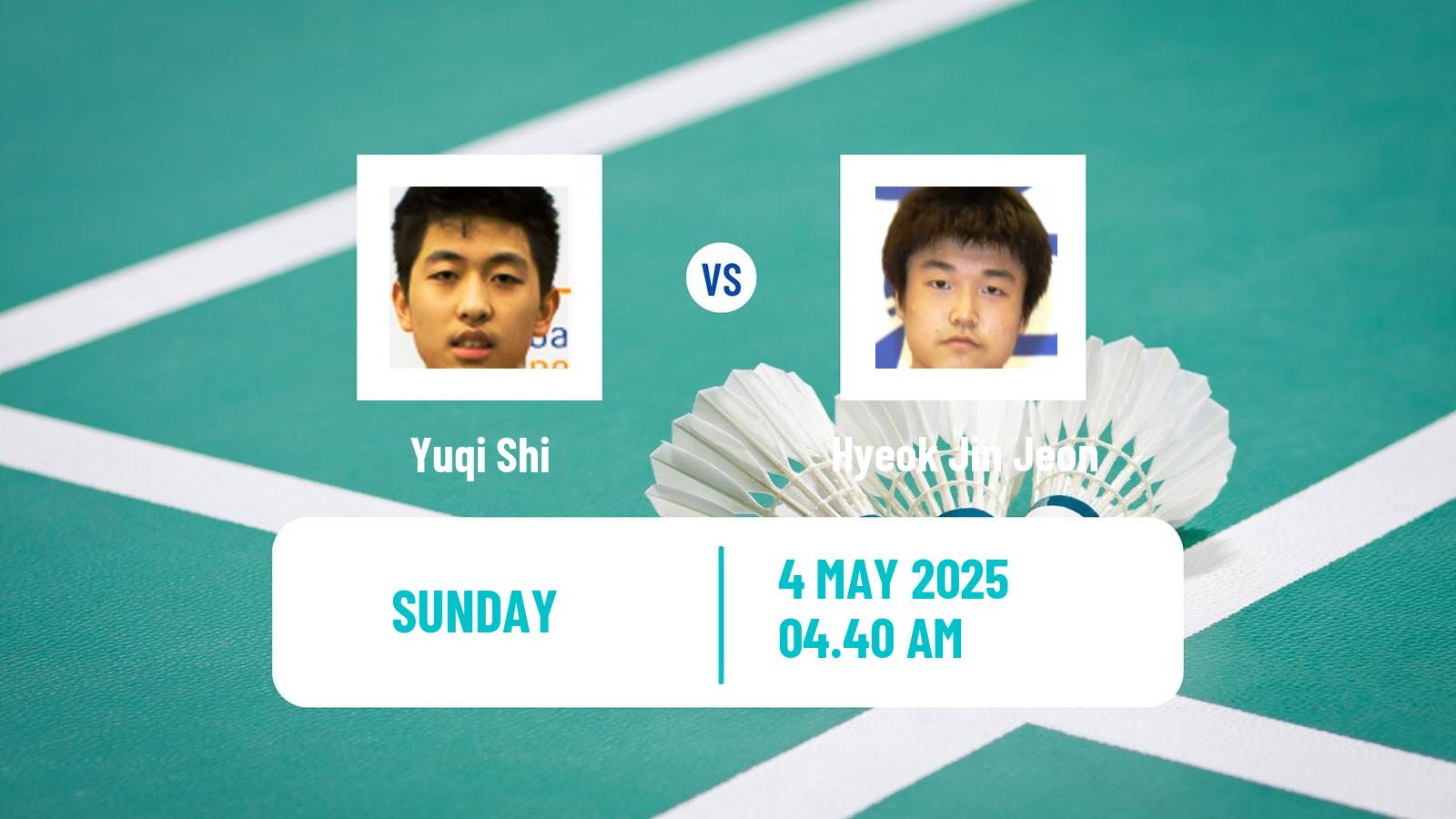 Badminton BWF Sudirman Cup Men Yuqi Shi - Hyeok Jin Jeon
