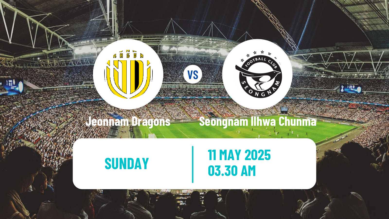 Soccer South Korean K-League 2 Jeonnam Dragons - Seongnam Ilhwa Chunma