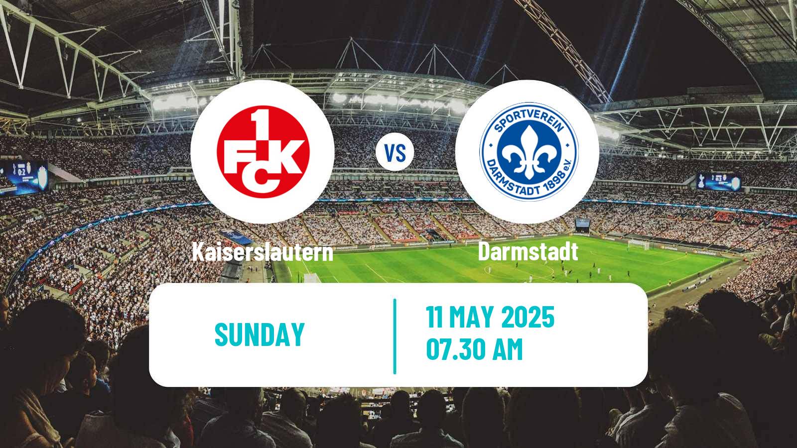 Soccer German 2 Bundesliga Kaiserslautern - Darmstadt