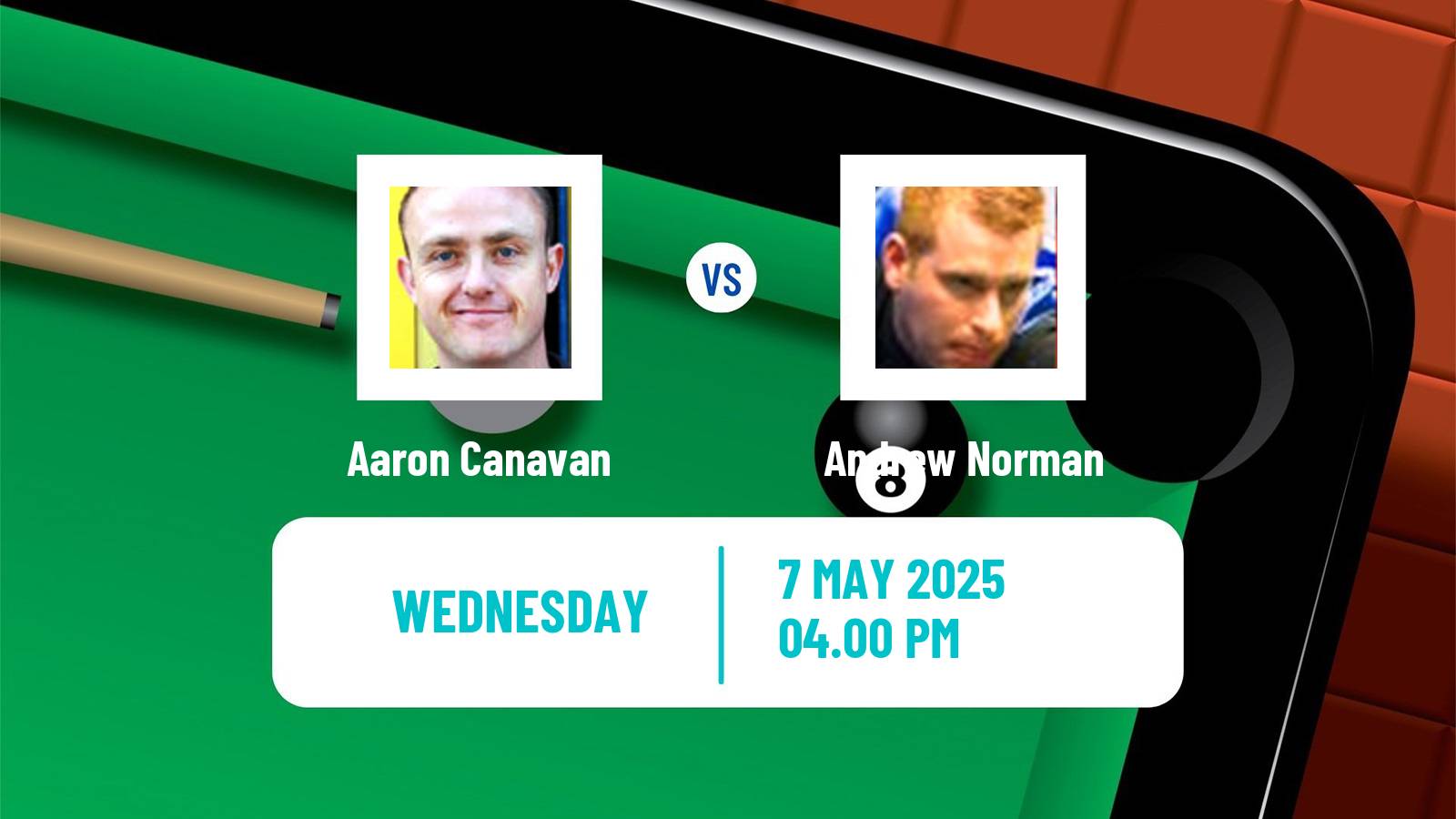 Snooker World Senior Championship Aaron Canavan - Andrew Norman