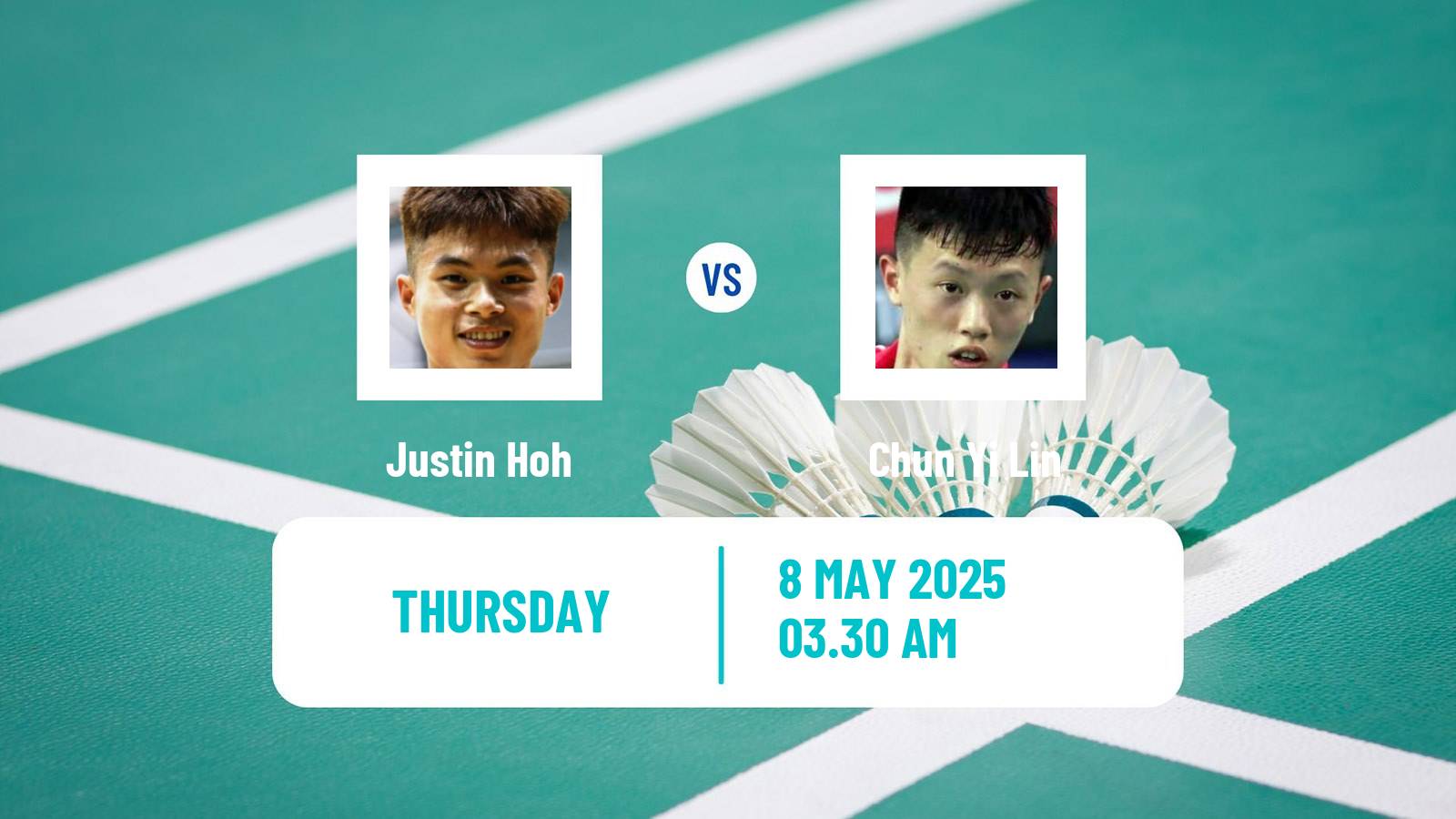 Badminton BWF World Tour Taipei Open Men Justin Hoh - Chun Yi Lin