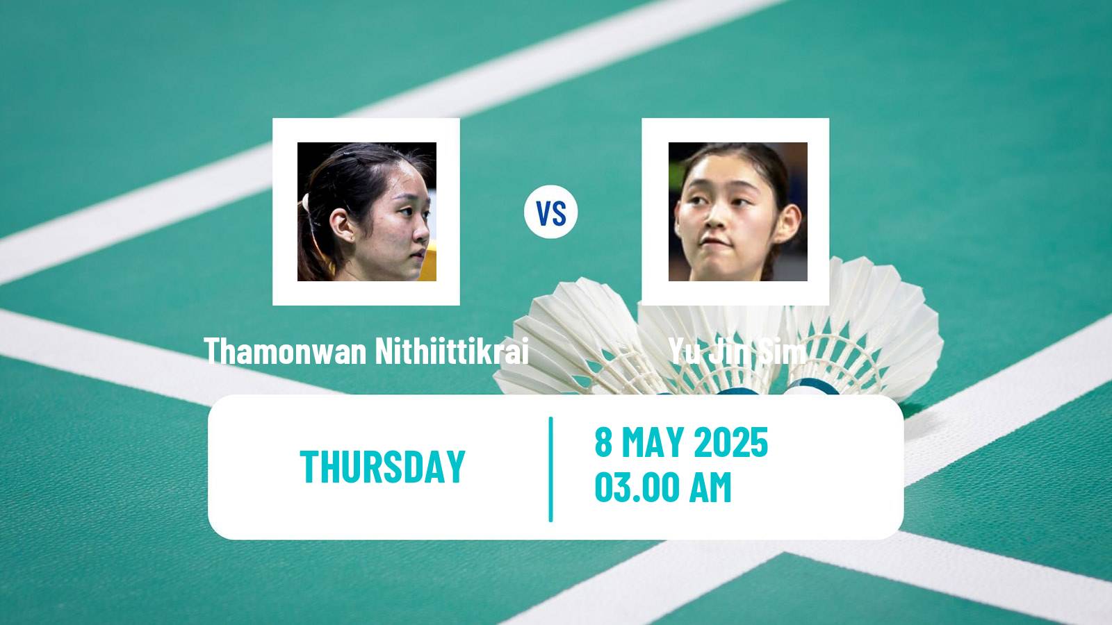 Badminton BWF World Tour Taipei Open Women Thamonwan Nithiittikrai - Yu Jin Sim
